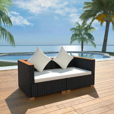 VIDAXL Canap&eacute; de jardin R&eacute;sine tress&eacute;e Noir  n/a