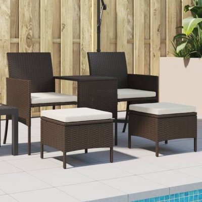 VIDAXL Canap&eacute; de jardin table &agrave; th&eacute; et tabourets R&eacute;sine tress&eacute;e Marron