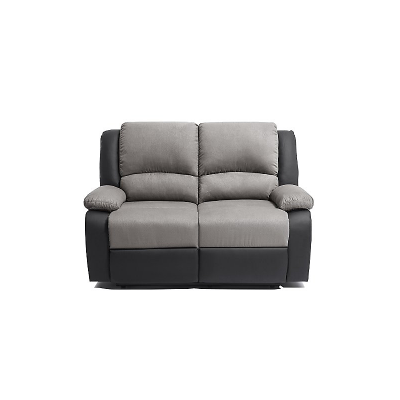 LOUNGITUDE Canap&eacute; de relaxation 2 places RELAX PU noir + microfibre grise