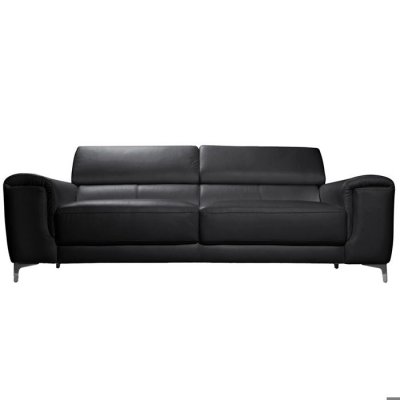 MILIBOO Canap&eacute; design avec t&ecirc;ti&egrave;res ajustables 3 places cuir noir et acier chrom&eacute; nevada