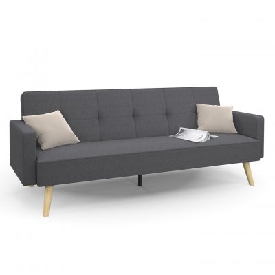 IDMARKET Canap&eacute; droit 3 places LARS convertible gris scandinave - Gris