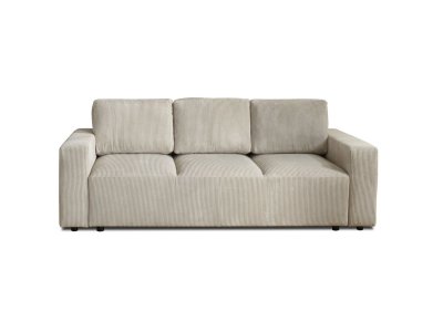 LISA DESIGN Canap&eacute; droit convertible 3 places LIVY - Velours c&ocirc;tel&eacute; Beige