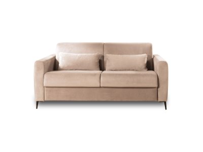LISA DESIGN Canap&eacute; droit convertible 3 places Velours Beige