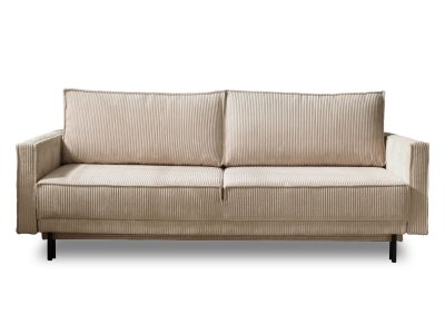 LISA DESIGN Canap&eacute; droit convertible 3 places Velours c&ocirc;tel&eacute; Beige