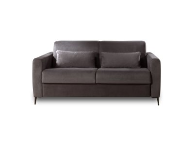 Canap&eacute; droit convertible 3 places Velours Gris fonc&eacute;