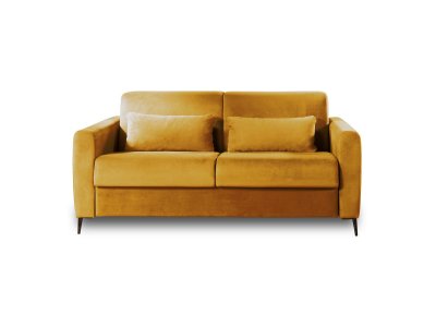 LISA DESIGN Canap&eacute; droit convertible 3 places Velours Jaune