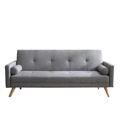 CONCEPT USINE Canap&eacute; droit convertible scandinave 3 places wooden - Gris