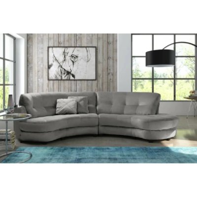 VENESETTI Canap&eacute; en tissu luxe 5/6 places brenner gris clair, c&ocirc;t&eacute; accoudoir gauche
