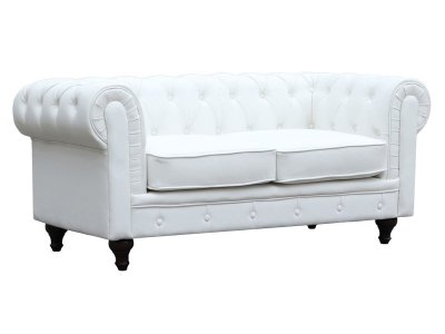 HABITAT ET JARDIN Canap&eacute; fixe Chesterfield 'Aliza' - 157 x 82 x 70 cm - 2 places - Blanc