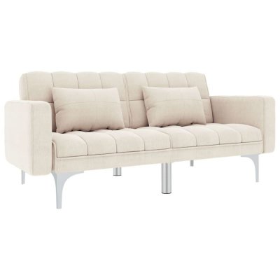 VIDAXL Canap&eacute;-lit Cr&egrave;me Tissu  - Cr&egrave;me
