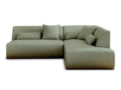 LISA DESIGN Canap&eacute; modulable 5 places angle droit en tissu vert sauge