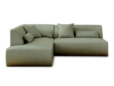 LISA DESIGN Canap&eacute; modulable 5 places angle gauche en tissu vert sauge