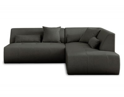 LISA DESIGN Canap&eacute; modulable d'angle droit 5 places en tissu gris fonc&eacute; - 