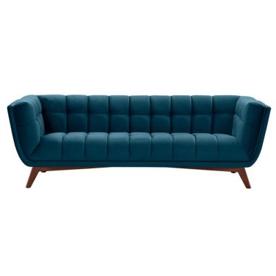 RENDEZ VOUS DECO Canap&eacute; Mona 3 places en velours bleu fonc&eacute;
