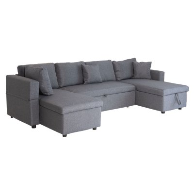 HAPPY GARDEN Canap&eacute; panoramique convertible SCOTT 4 places gris chin&eacute;