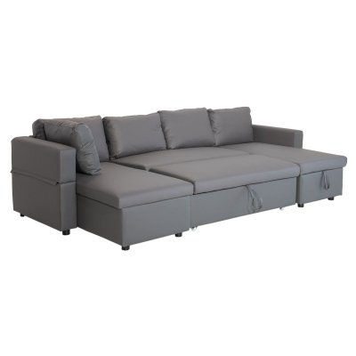 HAPPY GARDEN Canap&eacute; panoramique convertible simili scott 4 places gris - Gris