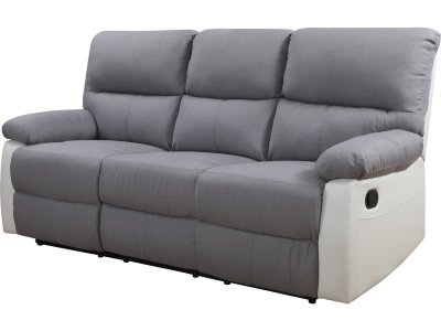 HABITAT ET JARDIN Canap&eacute; relax ""Lincoln"" - 197 x 89 x 103 cm - 3 places - Blanc / Gris clair
