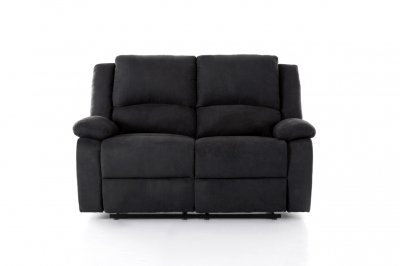 LOUNGITUDE Canap&eacute; relaxation manuel 2 places en microfibre DETENTE - Noir