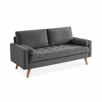 SWEEEK Canap&eacute; scandinave 3 places en tissu gris fonc&eacute; droit
