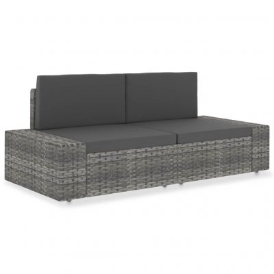 VIDAXL Canap&eacute; sectionnel 2 places R&eacute;sine tress&eacute;e Gris Gris - 