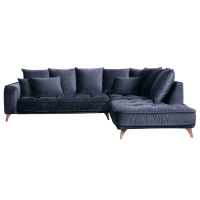  Canap&eacute; Tissu Angle Droit Bleu Altamo - 4 Places - Bleu