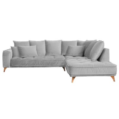  Canap&eacute; Tissu Angle Droit Gris Clair Altamo - 4 Places - Gris clair