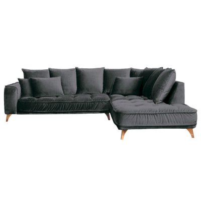  Canap&eacute; Tissu Angle Droit Gris fonc&eacute; Altamo - 4 Places - Gris fonc&eacute;