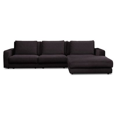 Canap&eacute; tissu angle droit gris fonc&eacute; venezia - 5 places