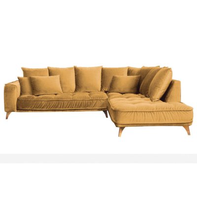  Canap&eacute; Tissu Angle Droit Jaune Altamo - 4 Places - Jaune