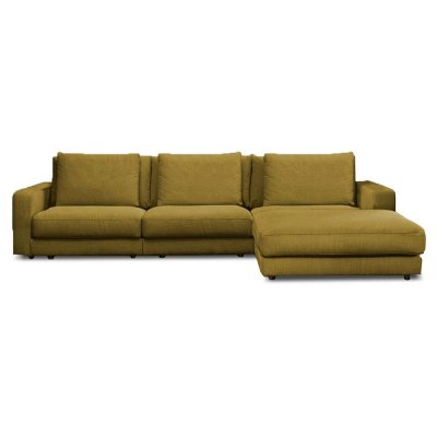  Canap&eacute; Tissu Angle Droit Jaune Venezia - 5 Places