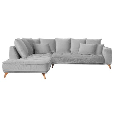  Canap&eacute; Tissu Angle Gauche Gris Clair Altamo - 4 Places