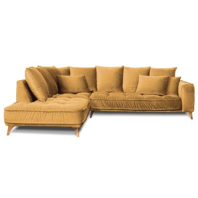  Canap&eacute; Tissu Angle Gauche Jaune Altamo - 4 Places - Jaune