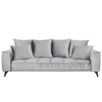  Canap&eacute; Tissu Droit Gris Clair Altamo - 3 Places