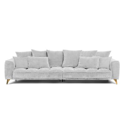  Canap&eacute; Tissu Droit Gris Clair Altamo - 4 Places - Gris clair