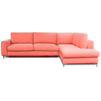  Canap&eacute; Velours Angle Droit Rose Fiesole - 3 Places - Rose