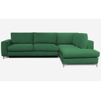  Canap&eacute; Velours Angle Droit Vert Fiesole - 3 Places - Vert