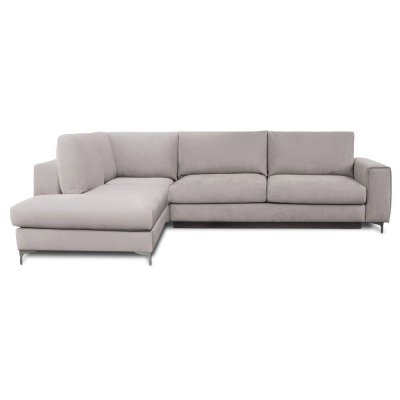  Canap&eacute; Velours Angle Gauche Gris clair Fiesole 3 Places - Gris clair