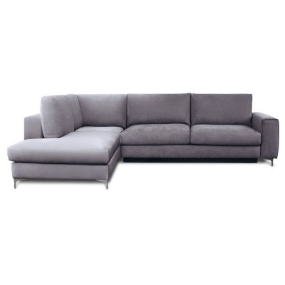  Canap&eacute; Velours Angle Gauche Gris fonc&eacute; Fiesole 3 Places