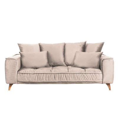  Canap&eacute; Velours droit Beige Altamo - 2 Places - Beige