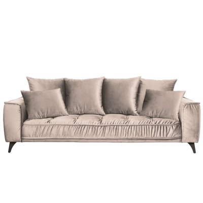  Canap&eacute; Velours droit Beige Altamo - 3 Places