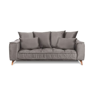  Canap&eacute; Velours Droit Gris Clair Altamo - 2 Places - Gris clair