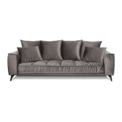  Canap&eacute; Velours Droit Gris Clair Altamo - 4 Places - Gris clair