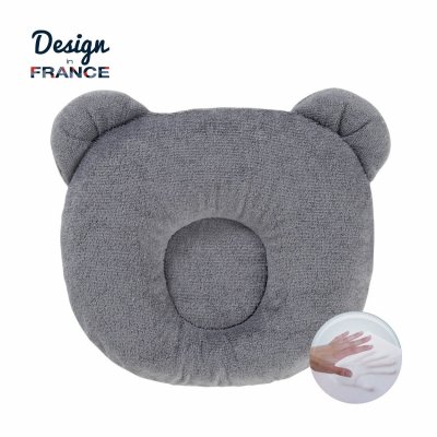 CANDIDE  Coussin b&eacute;b&eacute; p'tit panda rond gris fonc&eacute; 21x19 cm 