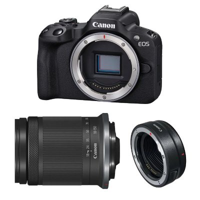 CANON  appareil photo hybride eos r50 + rf-s 18-150mm f3.5-6.3 is stm + bague ef-eos r