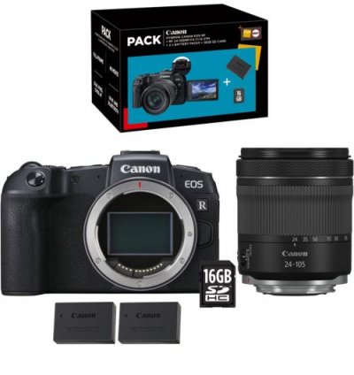 CANON  PACK EOS RP + RF 24-105 mm f/4-7.1 IS STM + Seconde Batterie LP-E17 + Carte SD 16Go