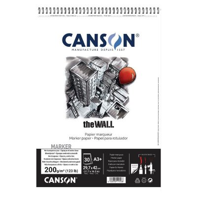 CANSON   bloc papier dessin spiral&eacute; ""the wall"", a3, 220 g/m2 noir