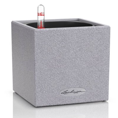 LECHUZA Canto Stone 14 - 14x14x14 cm - Kit Complet, gris pierre