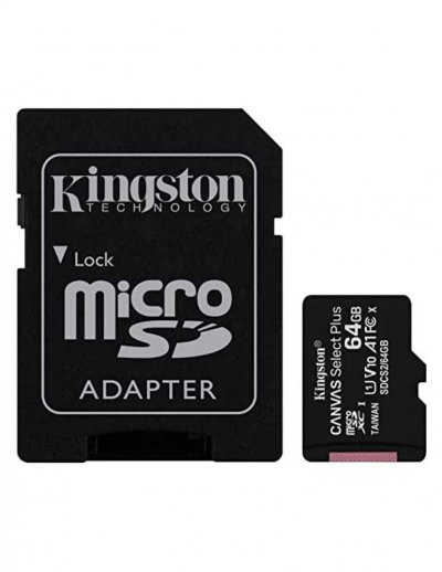 KINGSTON Canvas select microsd uhs-i - 64go + adaptateur sd