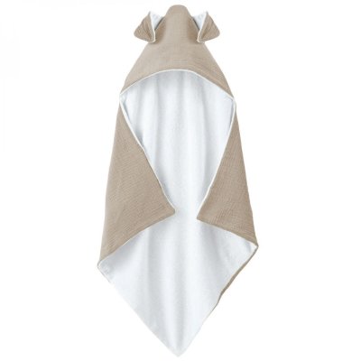 MONSIEUR BEBE Cape, sortie de bain int&eacute;rieur 100 % coton - 75 x 75 cm - Lapin - Beige -