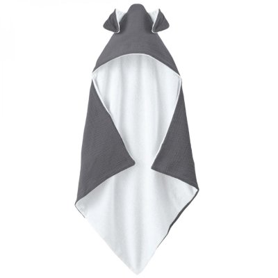 MONSIEUR BEBE Cape, sortie de bain int&eacute;rieur 100 % coton - 75 x 75 cm - lapin - gris